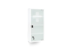 Relaxdays Armario Botiquín Xxl, Mueble Primeros Auxilios, 57 X 27 X 12 Cm, 4 Baldas, Puerta Magnética Con Llave, Blanco