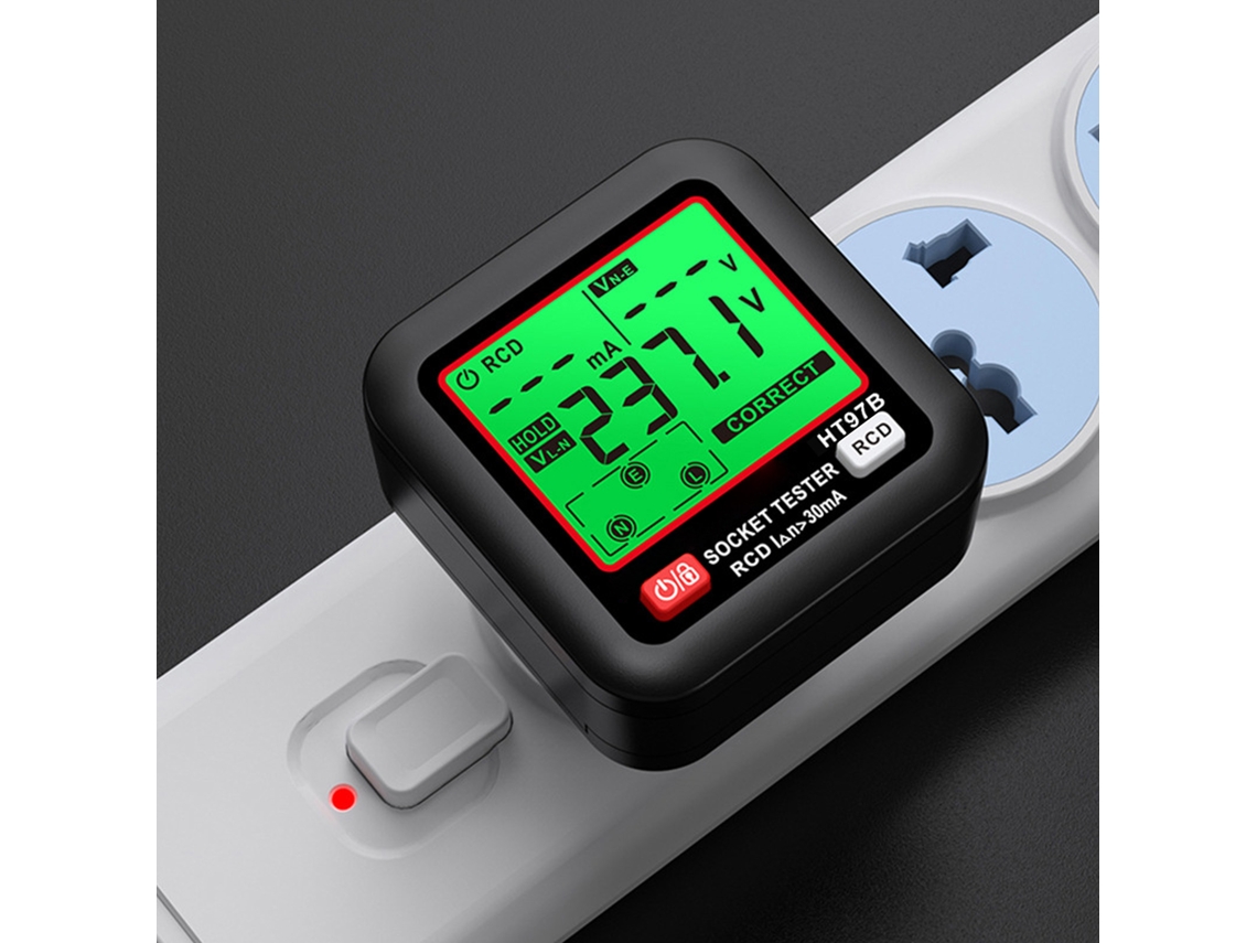 Probador De Enchufes Con Pantalla Lcd Digital De Alta Precisión Y Prueba Gfci De 45-65 Hz.