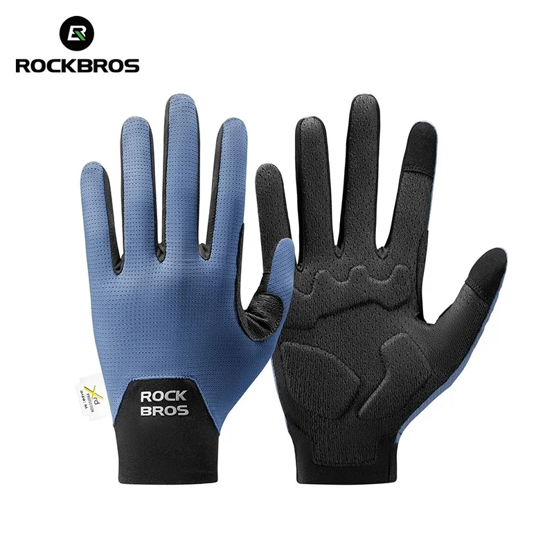 Guantes de ciclismo (azul, talla XXL), antideslizantes en todos los dedos, unisex, transpirables, con absorción de impactos, compatibles con pantallas táctiles.