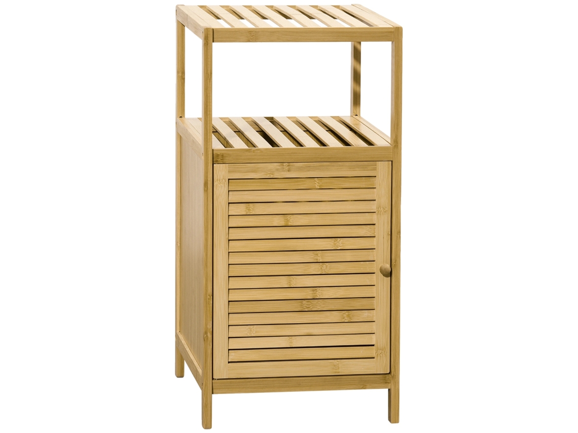 Mueble de baño, material bambú, 33 cm x 36,5 cm x 67 cm, independiente, 1 estante, superficie impermeable.