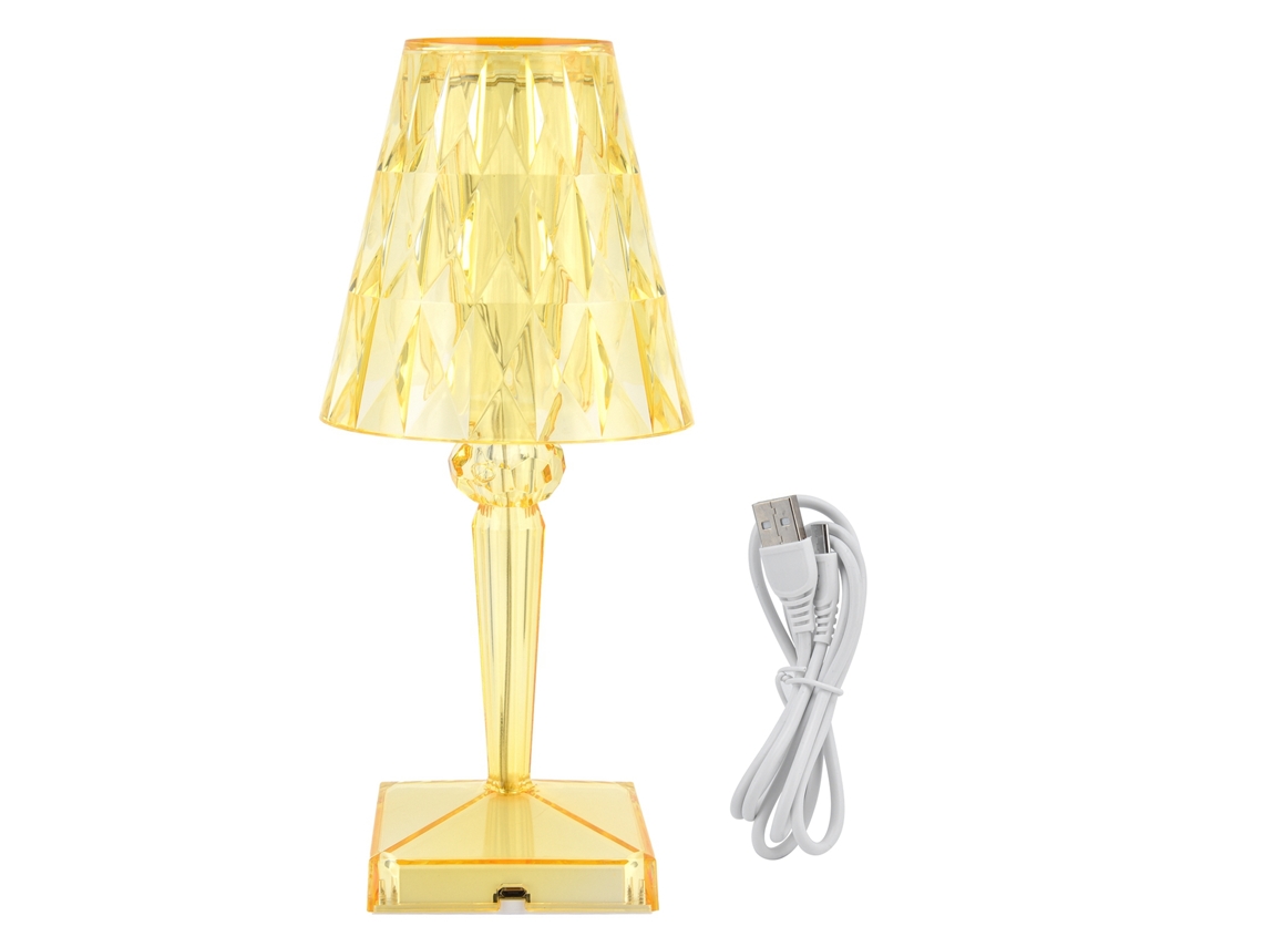 2026-lámpara De Mesa De Cristal Led Prisma Transparente Regulable Con Carga Usb Iluminación Interior Amarilla