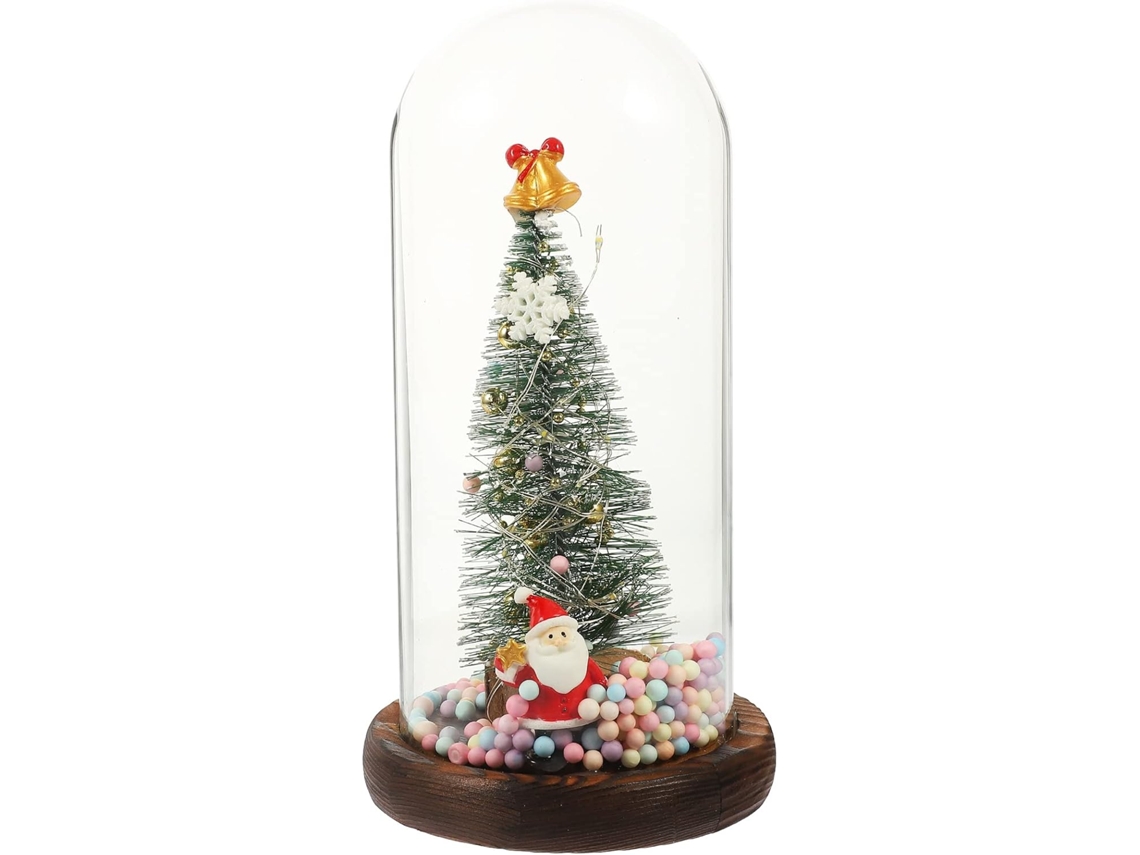 Árbol De Navidad De Mesa Bajo Cristal Con Luz Led, Mini Árbol De Navidad Decorativo Transparente