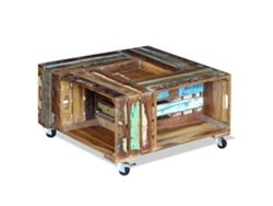 Mesa de Centro de Apoyo 70X70X35 Cm Madera Reciclada Maciza