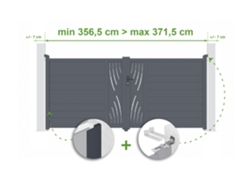 Puerta batiente regulable de 3,5 m de ancho, Veleta H.160 cm, aluminio gris, Casanoov