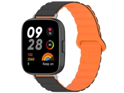 Bracelete Para Redmi Watch 3 - Silicone Magnético Brilhante Preto E Laranja