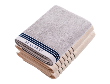 Juego de 3 Toallas de Ducha SCALPERS Home 100% Algodón (90x150cm - Gris, Beige, Marrón y Verde)