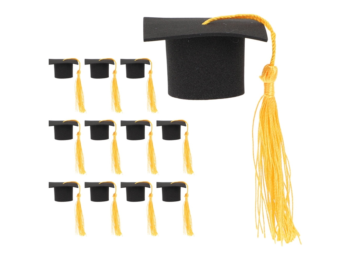 12 Mini Birretes De Graduación, Perfectos Para Decorar Pasteles.