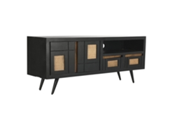 Mueble Tv Mango Ratán Negro 145,5x40,5x60cm