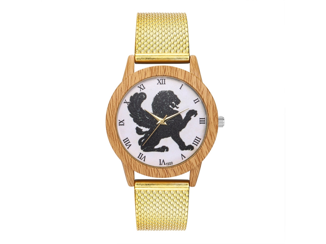 Reloj Analógico De Cuarzo Con Lujosa Pulsera De Malla De Acero Para Mujer Y Hombre (dorado)