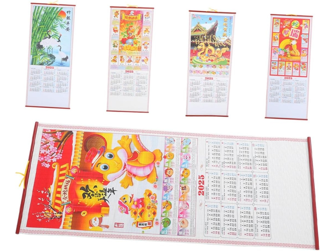 Juego 5 Calendarios Calendario De De Pared Chinos Con Diseño De Serpiente, Mensual Familiar De De.