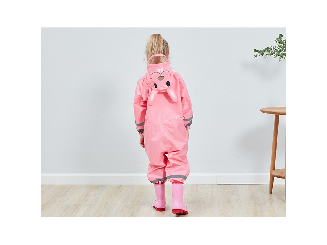 Chaqueta infantil impermeable y transpirable con capucha y detalles reflectantes de alta visibilidad.