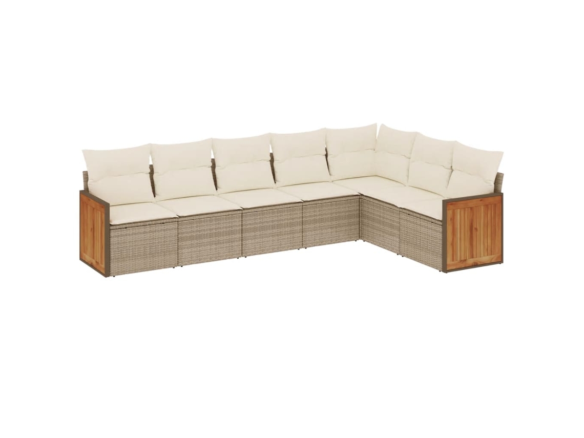 Conjunto 7 sofás de jardín VIDAXL y cojines ratán sintético beige