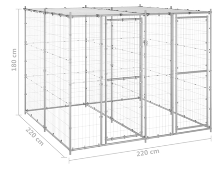 vidaXL Perrera de exterior de acero con techo 4,84 m²