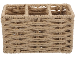 Cesta De Almacenamiento De Cuerda Beige Para Cubiertos Y Organizador De Cocina/oficina.