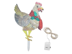 Decoración Navideña Iluminada: Pollo Con Bufanda, Estaca De Hierro Para Jardín, Interior Y Exterior.