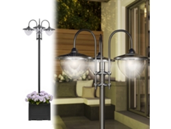 Farol Solar De Jardín Con 18 Led, 6000k, Ip44, Para Caminos Y Patios, 60x55x189cm, Negro.