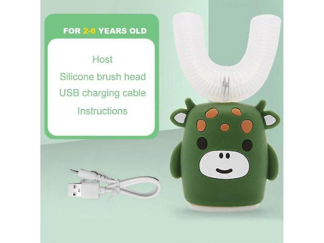 Escova De Dentes Elétrica Inteligente Em Formato De U Com Rotação De 360 ​​graus, Música, Silicone, Automática, Ultra, Com Desenho Animado Para C