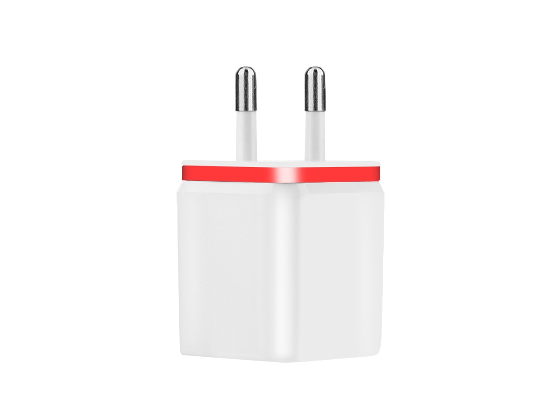 Adaptador De Cargador De Pared Usb De Doble Puerto Universal Para Teléfono Hogar Viaje Rojo