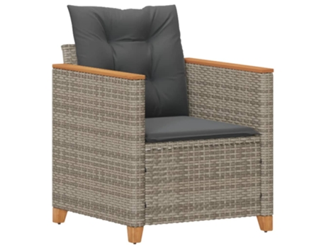 Sillón de jardín con cojines ratán sintético VIDAXL gris