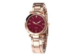 Reloj De Pulsera Redondo De Aleación Con Mecanismo De Cuarzo Para Parejas, En Rosa Y Rojo, De Estilo Casual Y Lujoso.