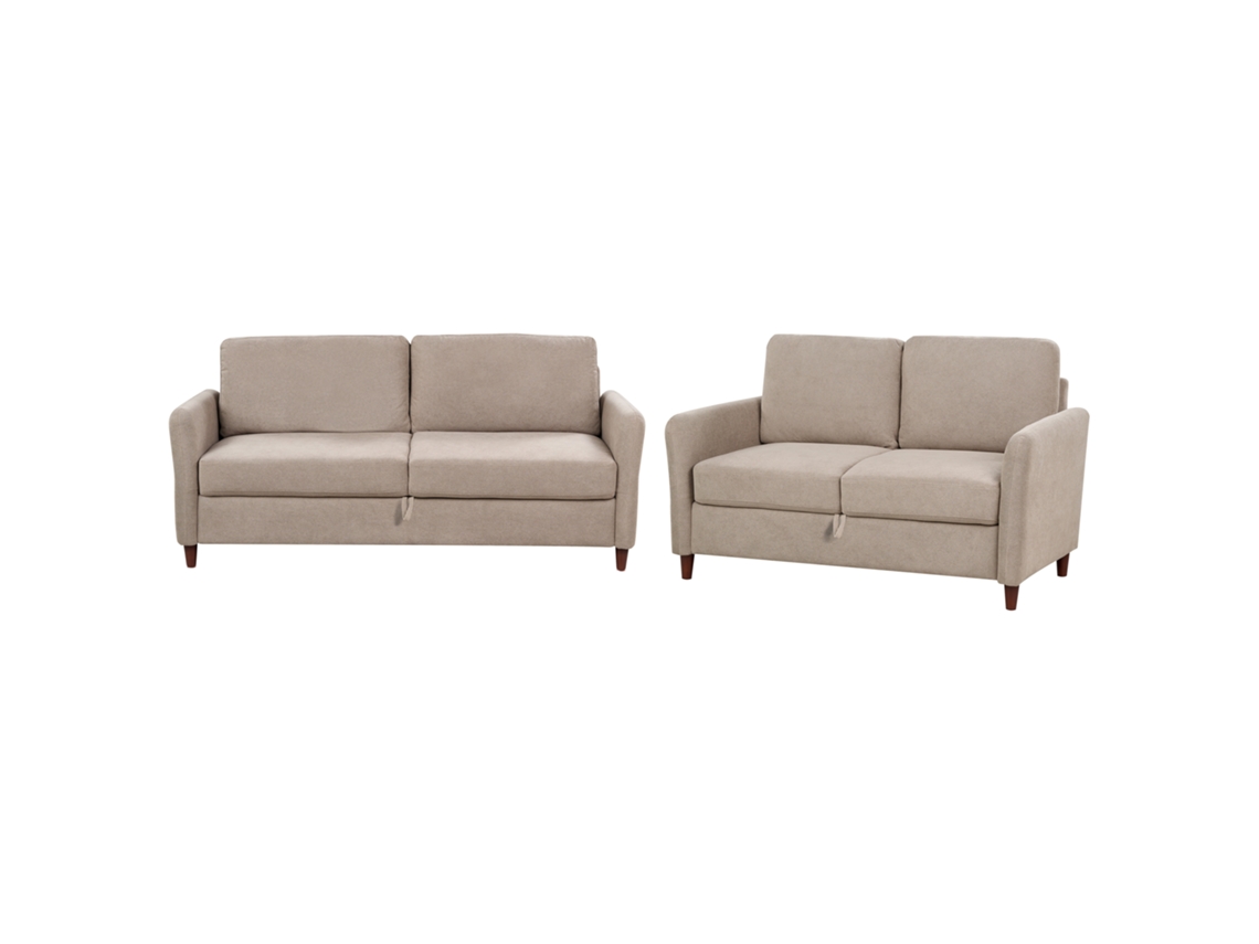 BELIANI Mare Conjunto de Salón Estilo Moderno en Poliéster Crema 184X77X88