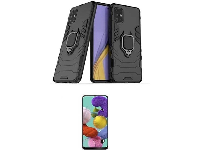 Kit Carcasa y Protector de Cristal Templado Samsung Galaxy A51 Defender Negro