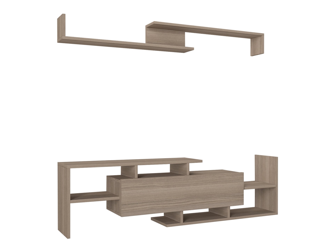Mesa Para Tv Liksefte Com Prateleira De Parede 154x28x42 Cm Aspeto Carvalho [EN.CASA]