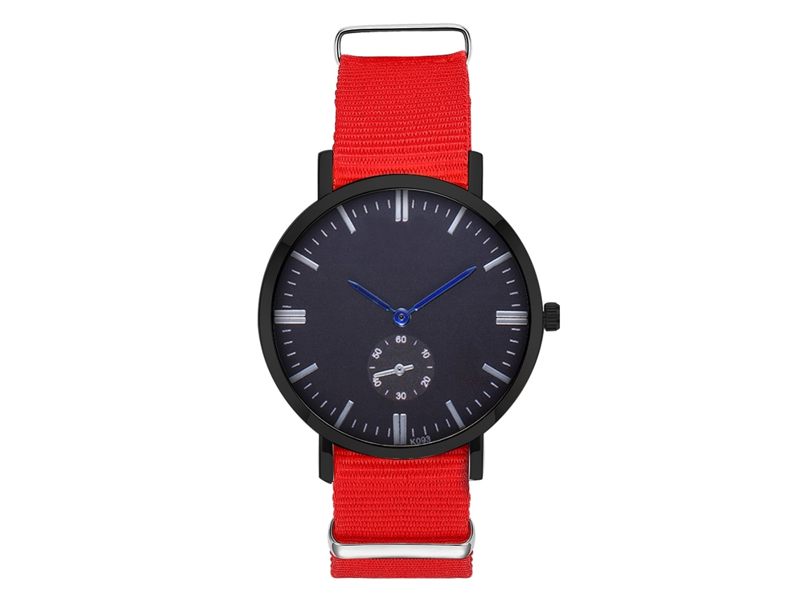Reloj De Cuarzo Para Hombre Con Correa De Nylon Casual Elegante Rojo