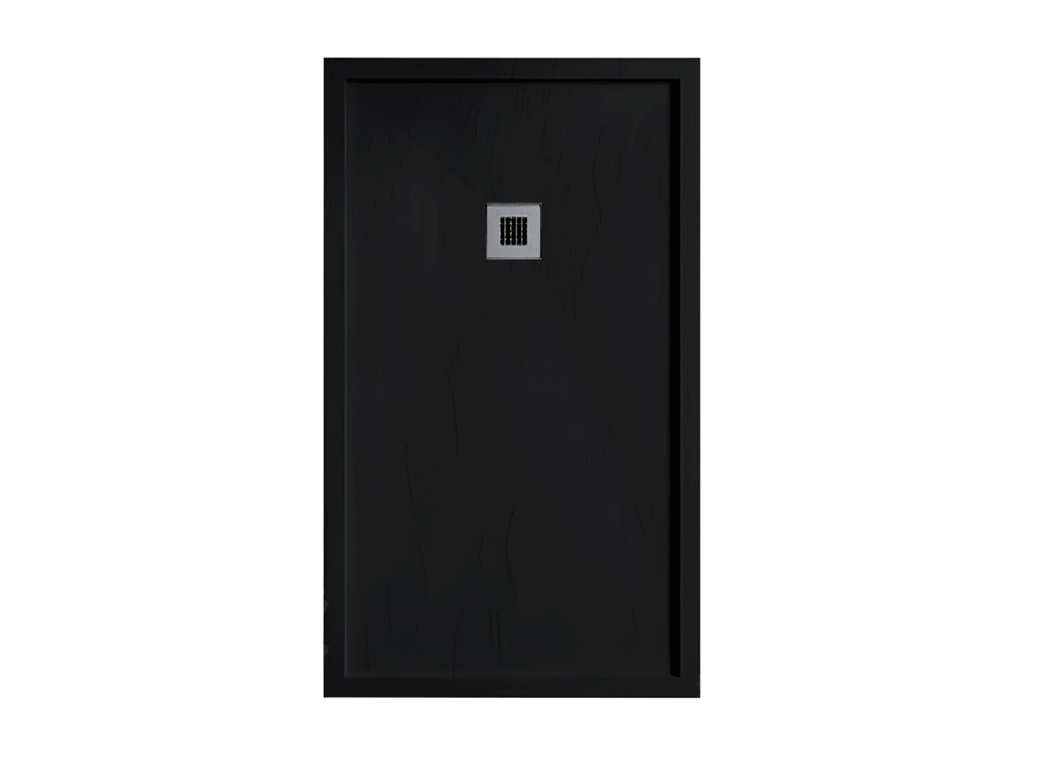 Plato De Ducha Resina Sarin Negro 90x120 Cm Rejilla Inox Rejilla Acero Inox.