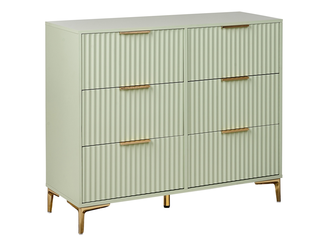 Cómoda de Estilo Moderno con Cajones Estriados BELIANI Walcott de MDF Verde 108X40X89