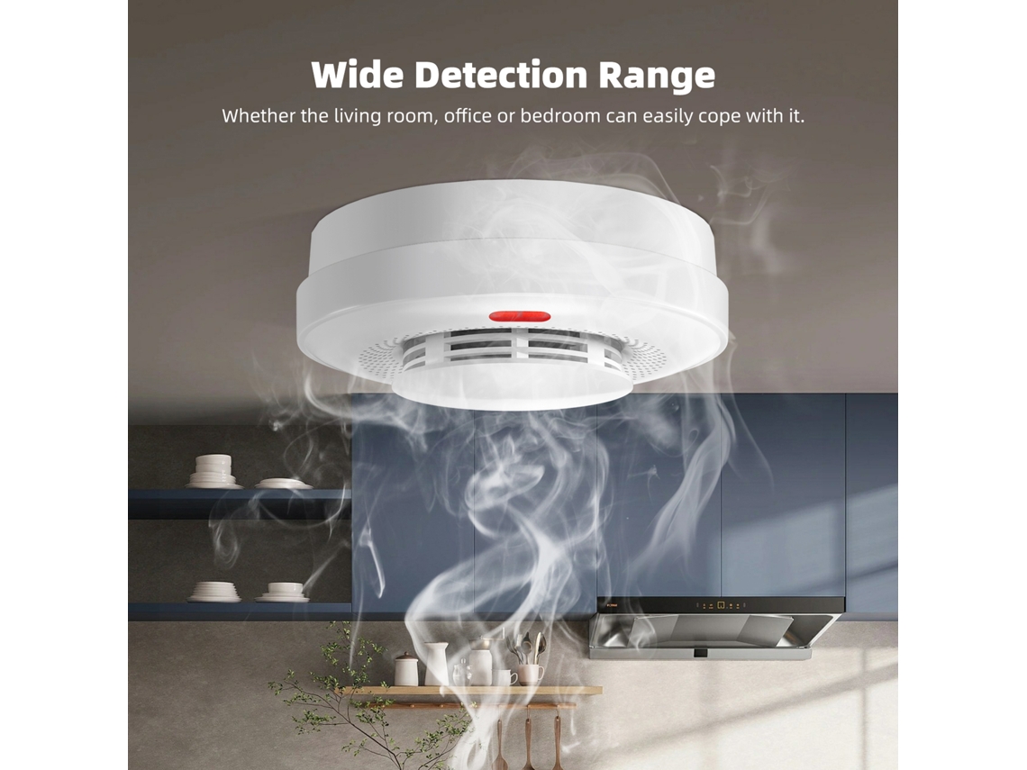 Detector De Humo Wi-fi Tuya Con Alarma Sonora, Notificación Por Aplicación, Cancelación Remota Y Protección Contra Incendios.