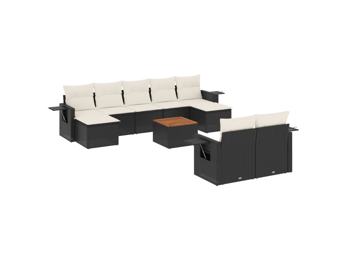 Maison Exclusive - Set De Sofás De Jardín 10 Pzas Cojines Ratán Sintético Negro