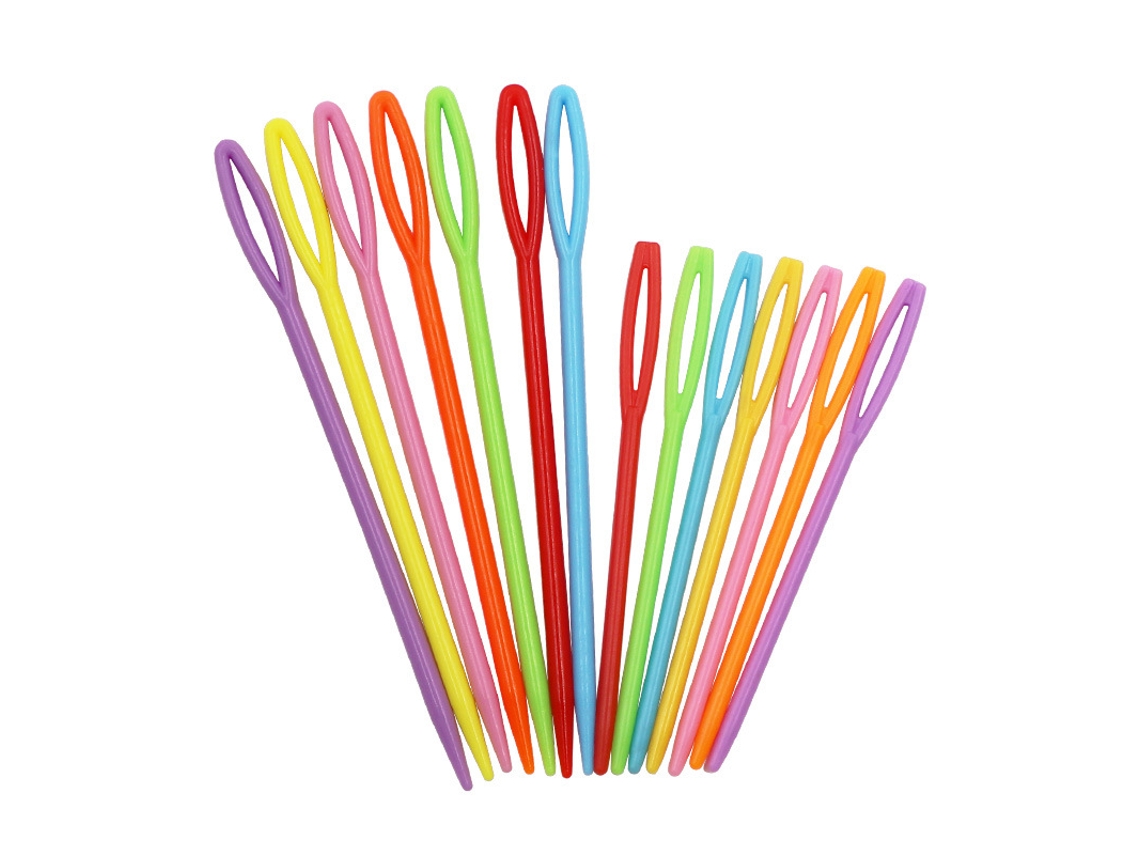 Juego de 20 agujas de plástico para coser y crochet, kit de bricolaje colorido, Tommy01