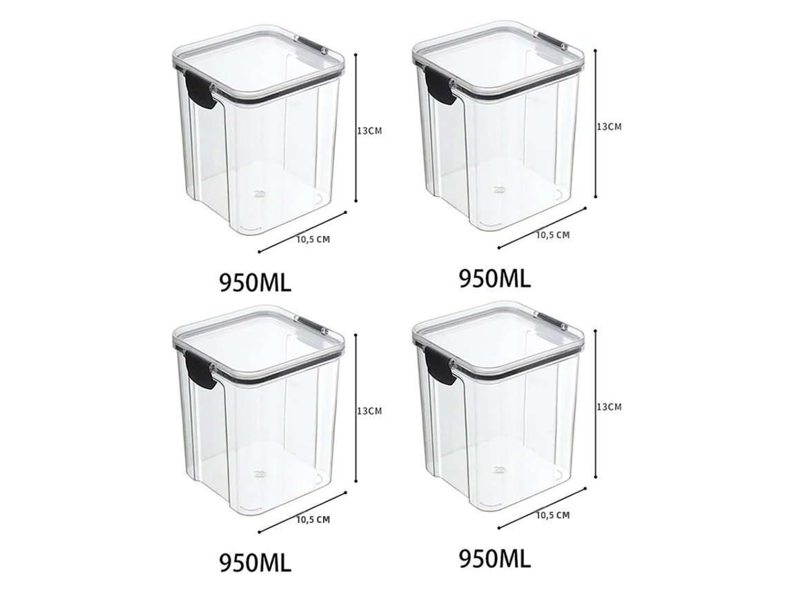 Juego de 5 recipientes herméticos de plástico transparente MDUG para almacenar alimentos (4 x 950 ml)