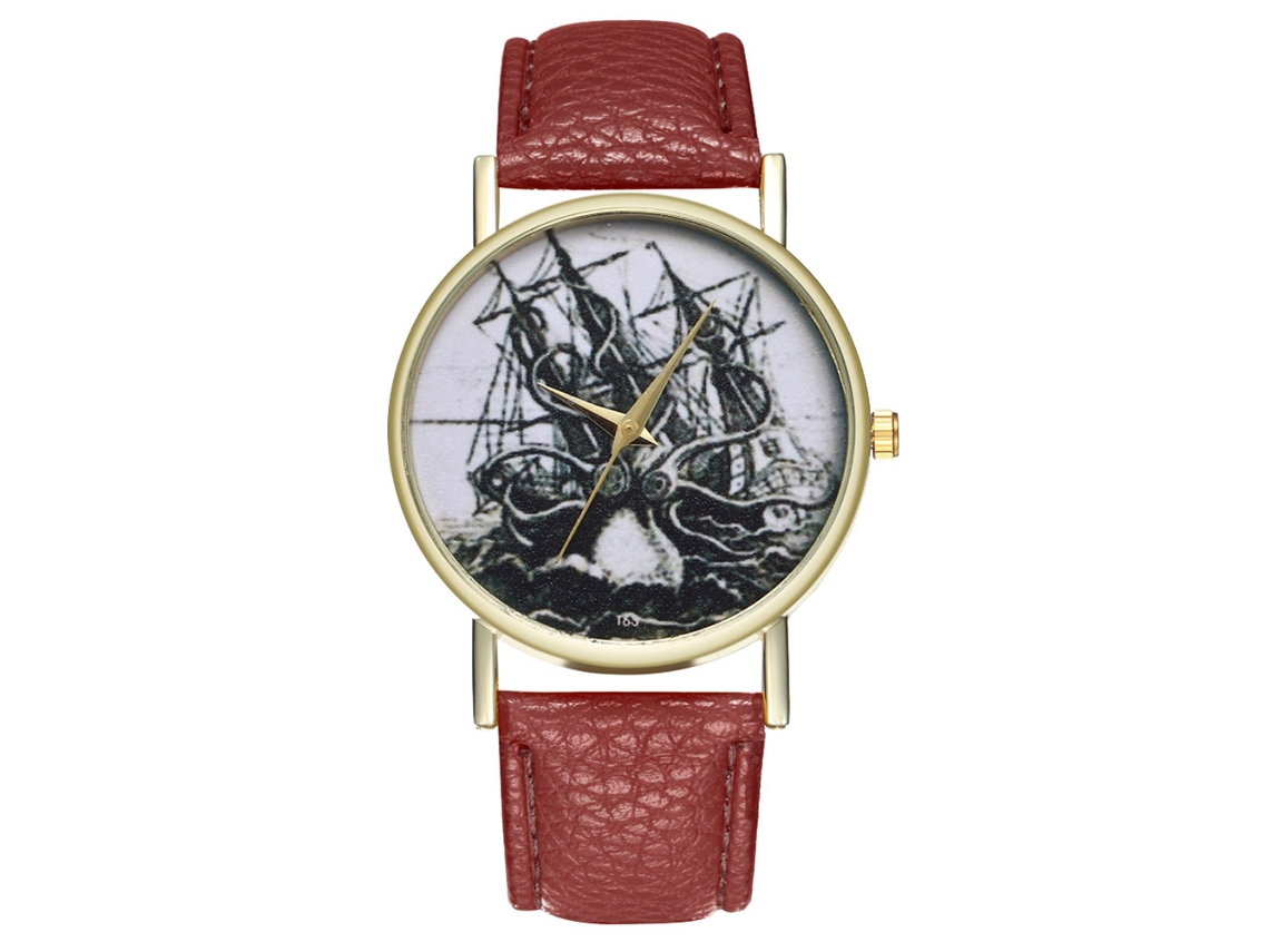 Reloj De Cuero Pu Vintage Para Hombre Moda Simple Reloj De Cuarzo T63-a Café