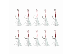 Anzóis De Assistência Para Jigging Lento Com Penas De Fio Aço Carbono Alto 10pcs