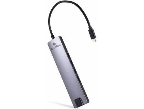 Hub COOLBOX miniDOCK (RJ45 Ethernet - HDMI - USB 3.0 (3X) - microSD - SD - USB-C Datos - USB-C PD - 9 Puertas - Gris)