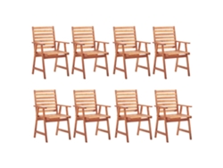 Sillas de comedor de jardín, 8 piezas, madera maciza de acacia, DKD Home Decor