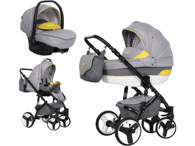 Carrito de Bebé Individual EURO-CART Durango Sport + Grupo 0+ Isofix Ready Lemon