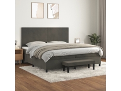 Cama Box Spring Con Colchón Terciopelo Gris Oscuro 200x200 Cm
