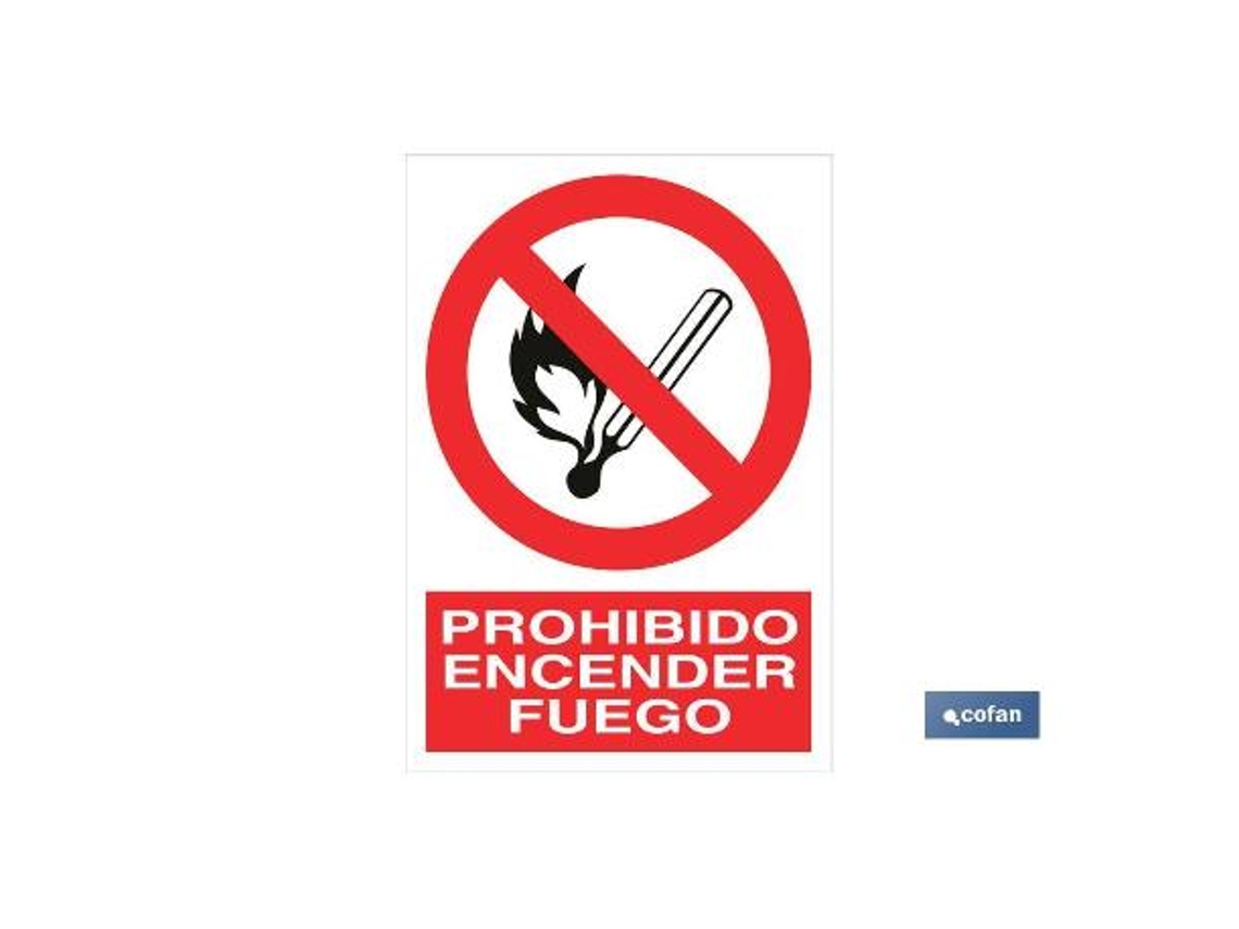 Señal poliestireno 420x297mm. prohibido encender fuego