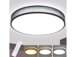 Lámpara de techo LED redonda de tela de 38 cm de diámetro, 38 W, para dormitorio (Zmh)