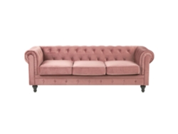 Sofá de 3 plazas BELIANI Chesterfield de Terciopelo Rosa 202x75x70