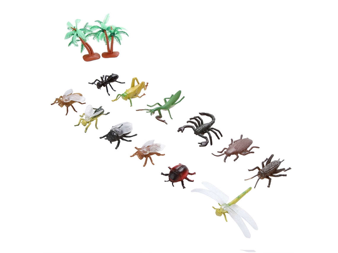 Walshlxq Juego de 12 piezas de juguetes educativos de plástico blando con forma de insectos para niños y bebés.