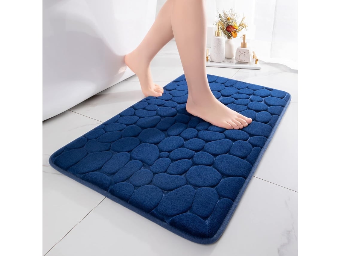 Alfombrilla De Baño - Portátil - Absorbente - Decorativa Y Antideslizante - 60x90 Cm, Azul Oscuro