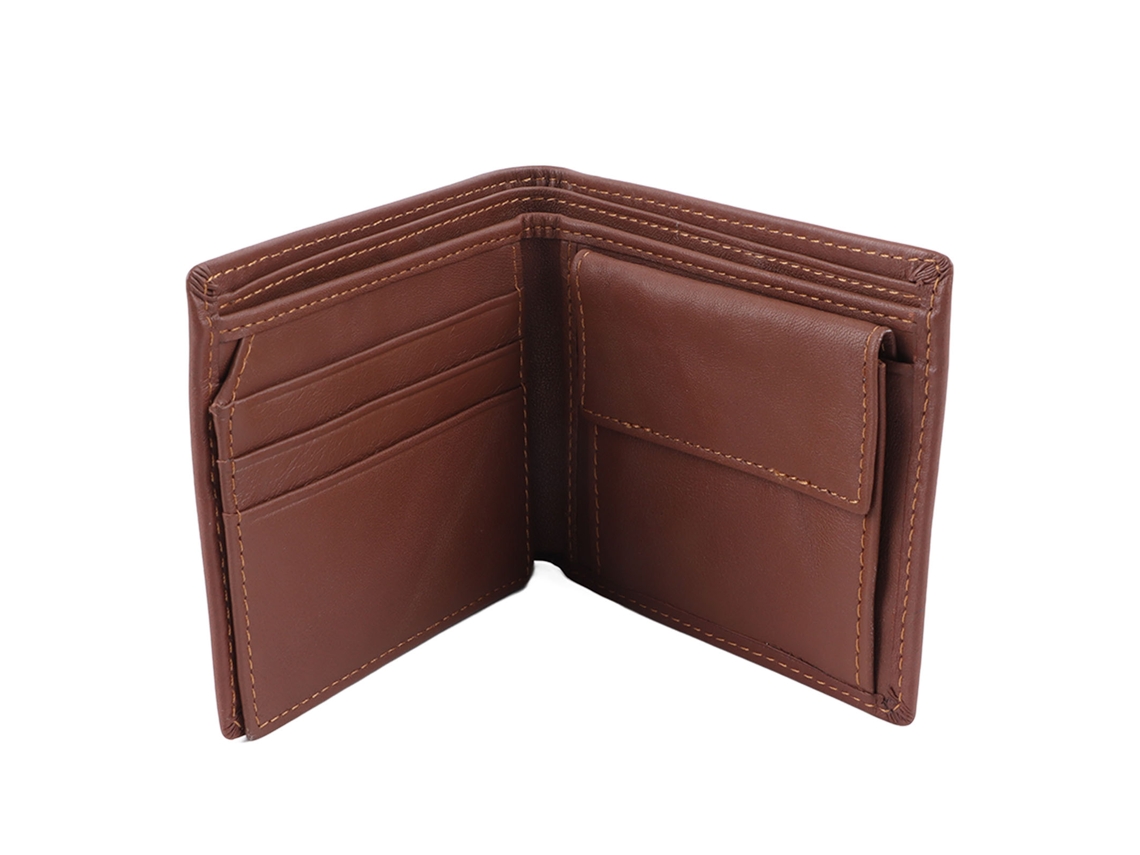 Cartera Plegable De Piel Marrón Claro Para Hombre Con Múltiples Ranuras Para Tarjetas Y Billetes.