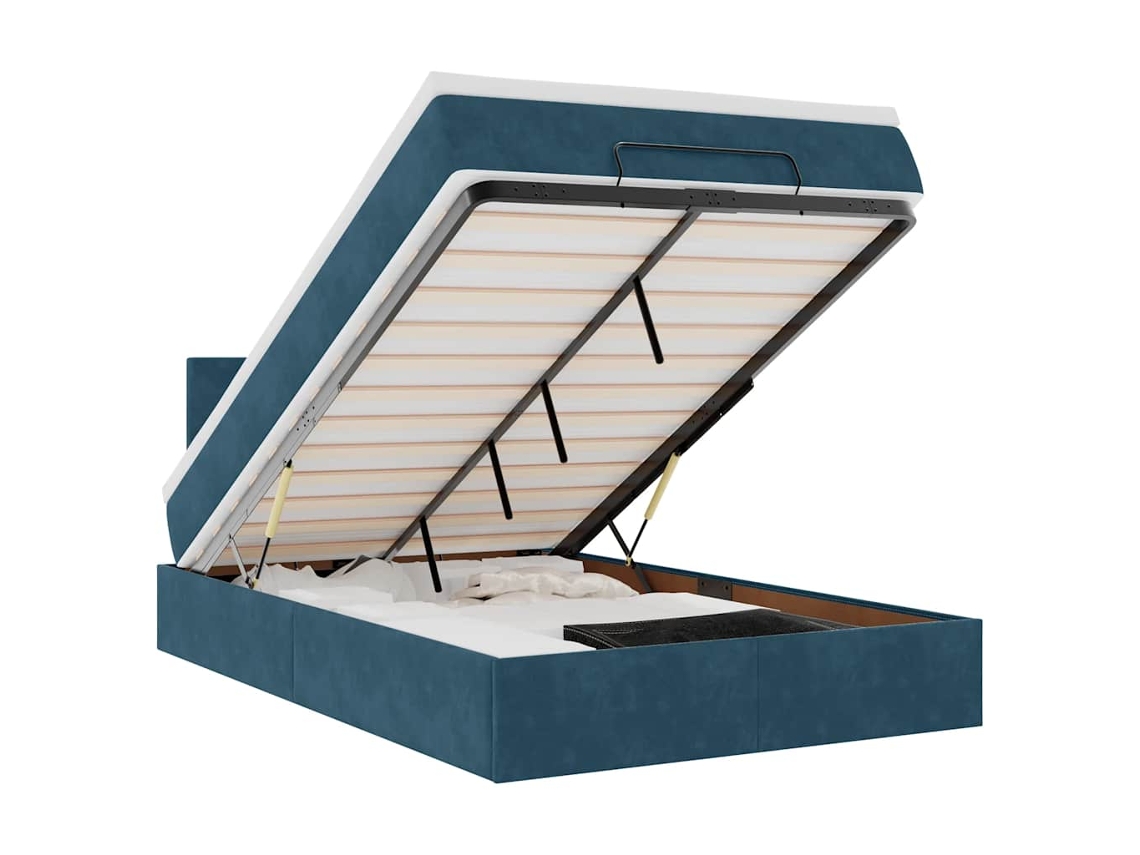 Maison Exclusive - Cama Otomana Con Colchón 120x190 Cm Terciopelo Azul Oscuro