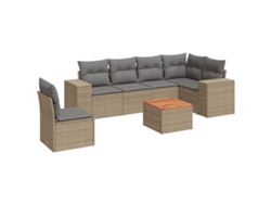 Maison Exclusive - Set Sofás De Jardín 7 Piezas Y Cojines Ratán Sintético Beige