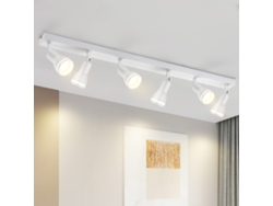 Lámpara de techo de 6 focos blanca de metal GU10 con focos interiores orientables para cocina, oficina, salón y dormitorio. Sin bombillas. Nettlife.
