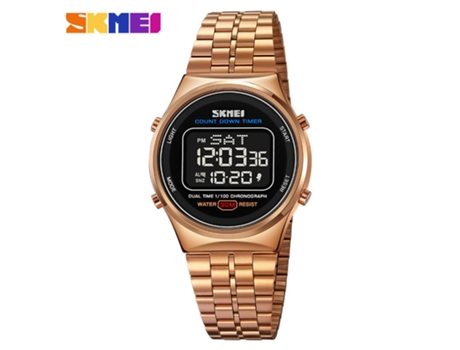 Reloj electrónico multifuncional para hombre, reloj LED de acero inoxidable para deportes al aire libre, máquina negra con carcasa de oro rosa LUUC...
